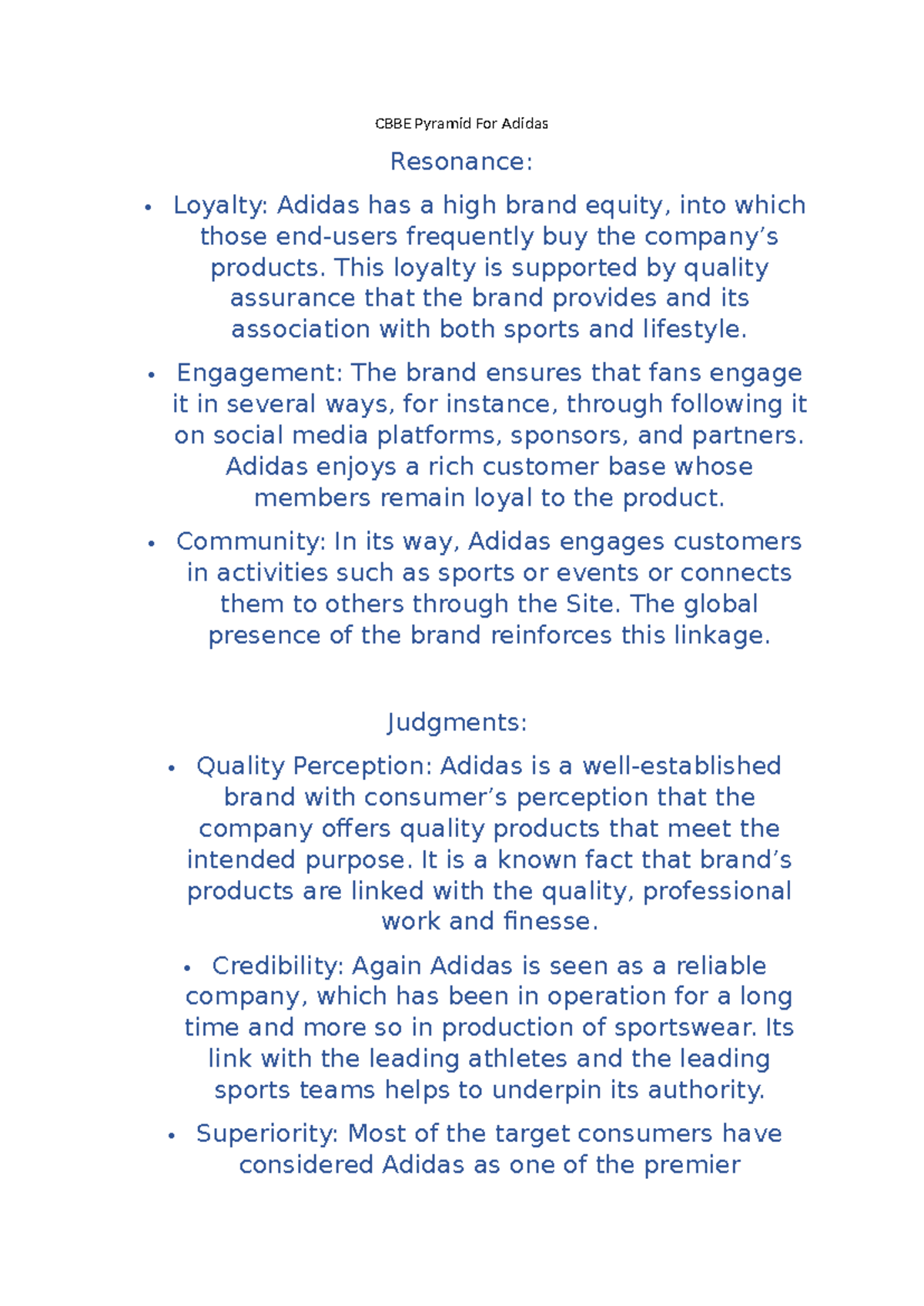 cbbe model of adidas