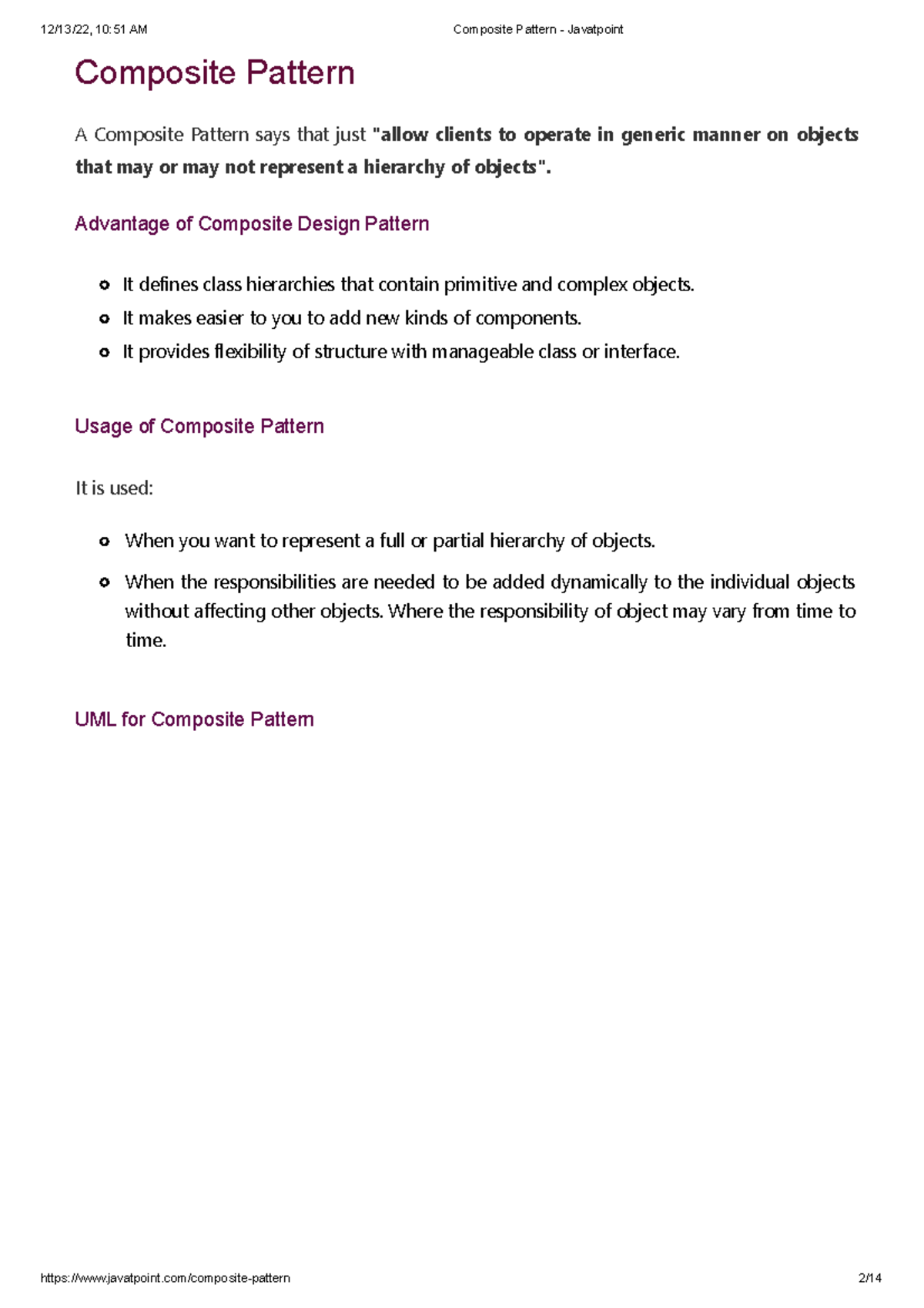Composite Design Pattern Overview - CS101 Lecture Notes - Studocu