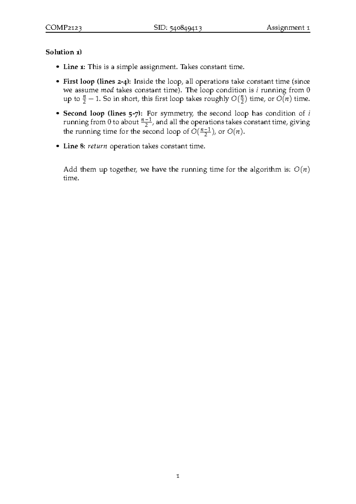 COMP2123 Assignment 1: Algorithm Analysis and Pseudocode Solutions ...