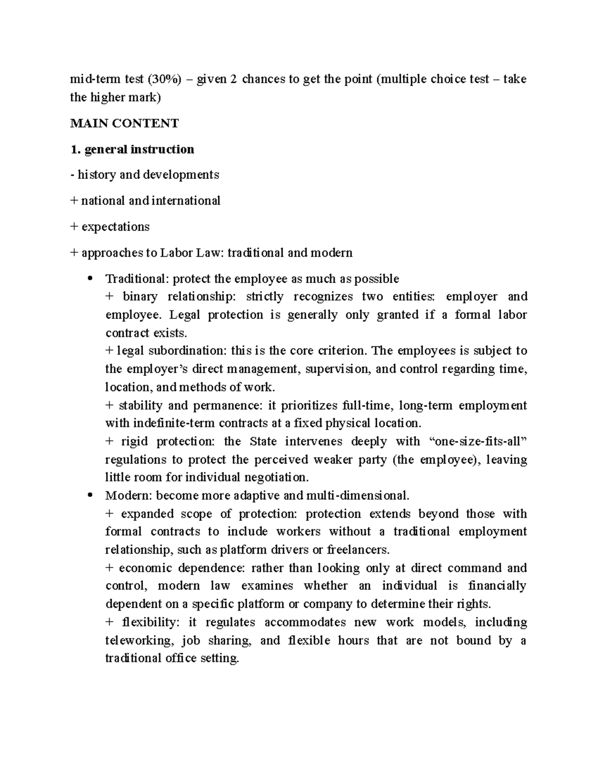 Labor Law Overview: Key Principles and Modern Approaches - Studocu