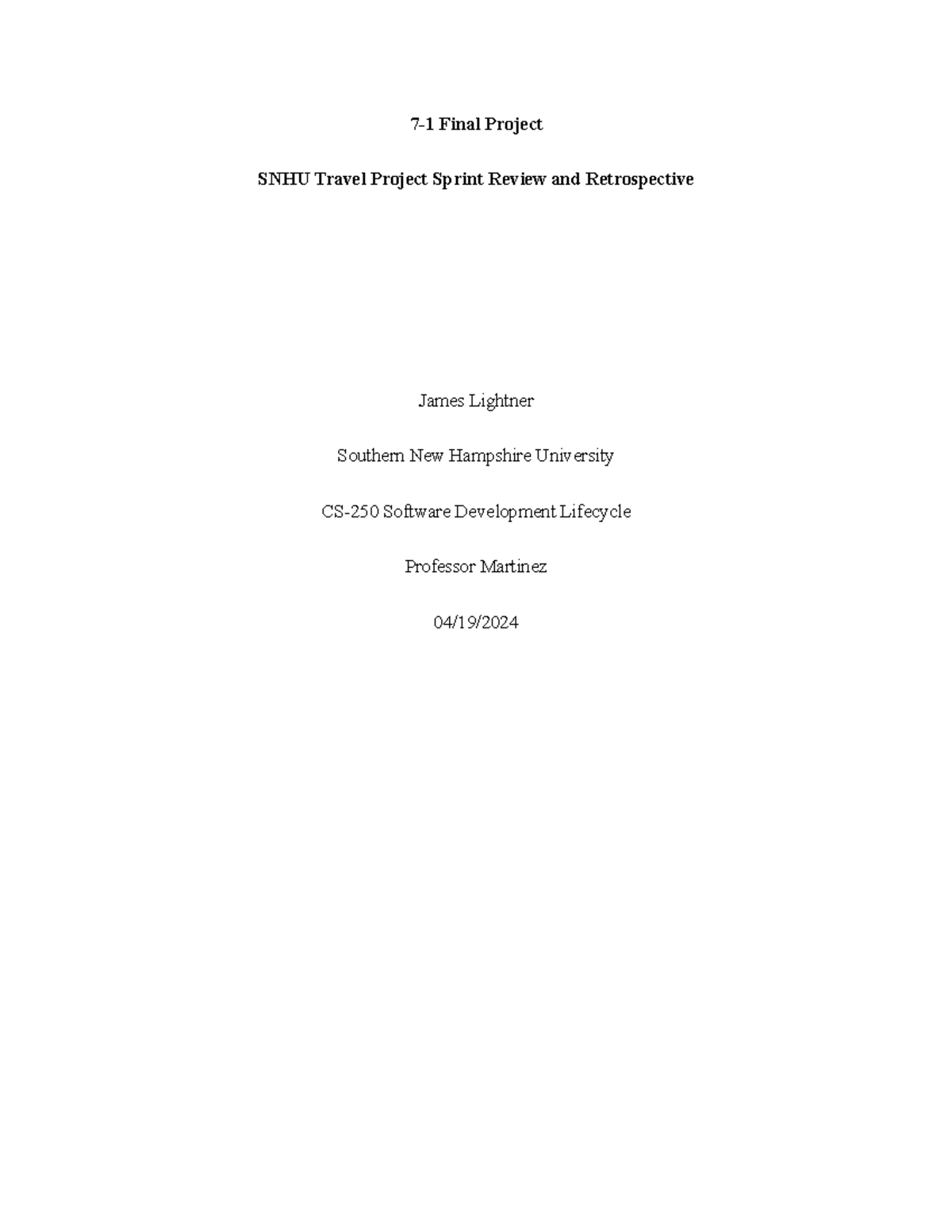 CS-250 Agile Methodology in SNHU Travel Project Retrospective - Studocu