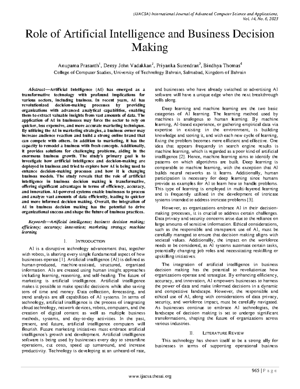 Paper 103-Final Paper on AI's Transformative Role in Business Decisions ...