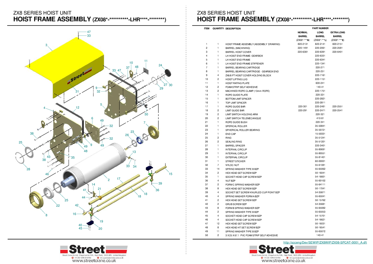 ZX8 SERIES HOIST UNIT ASSEMBLY DRAWINGS AND PARTS LIST - Studocu