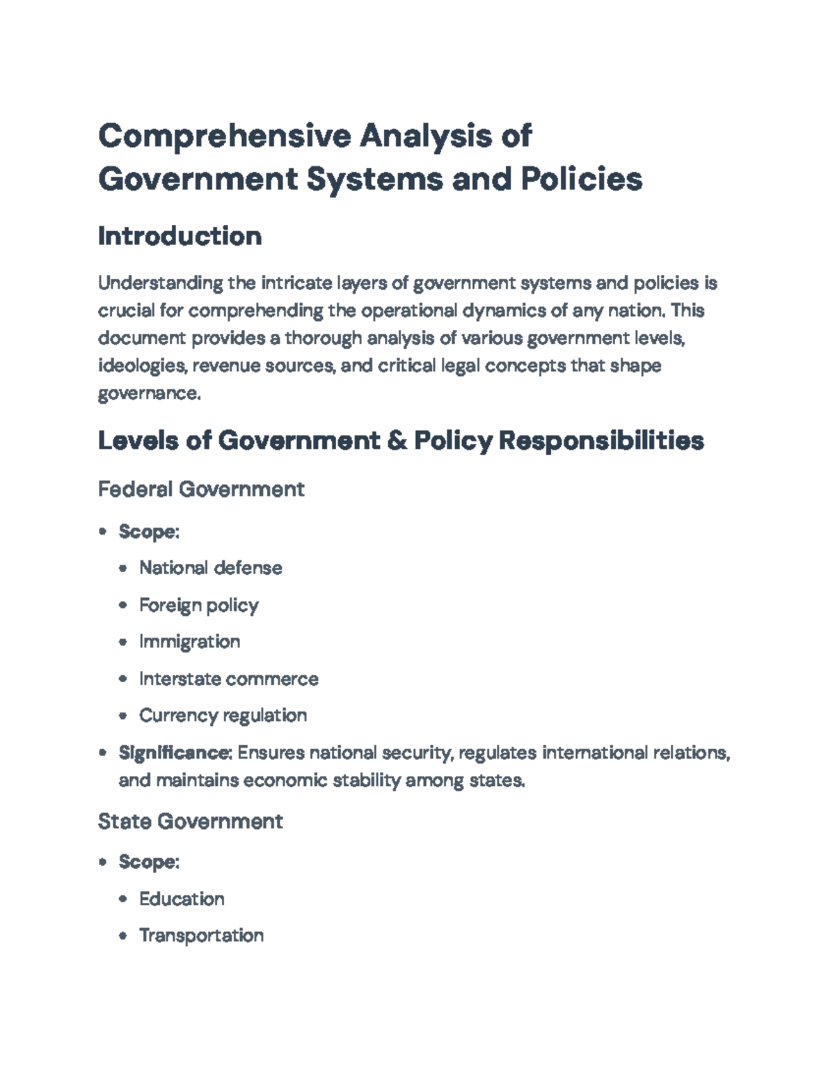 Analysis of Government Systems & Policies: A Comprehensive Overview ...
