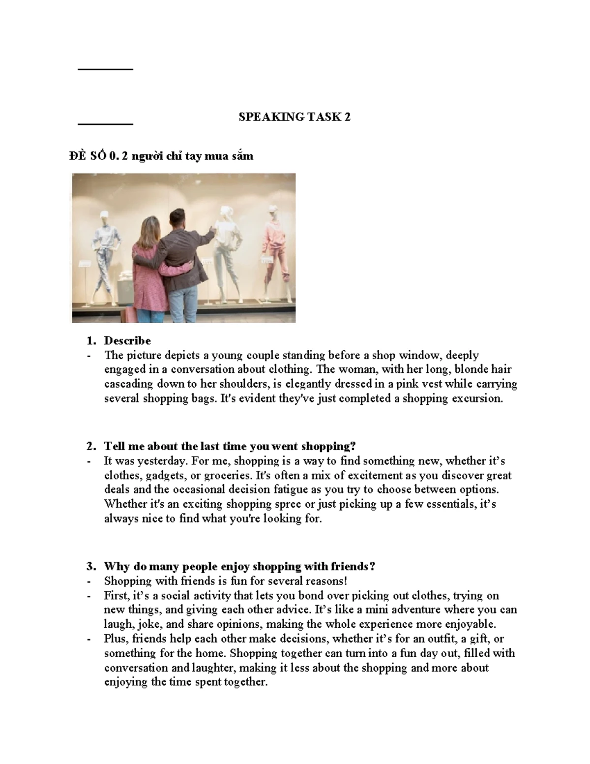 SPEAKING TASK 3: Study Environments and Preferences - Studocu