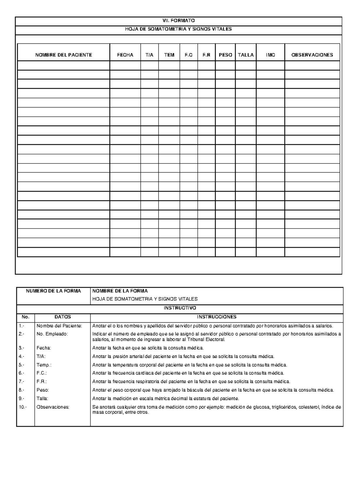 Formato de Somatometría y Signos Vitales - Instructivo - Studocu