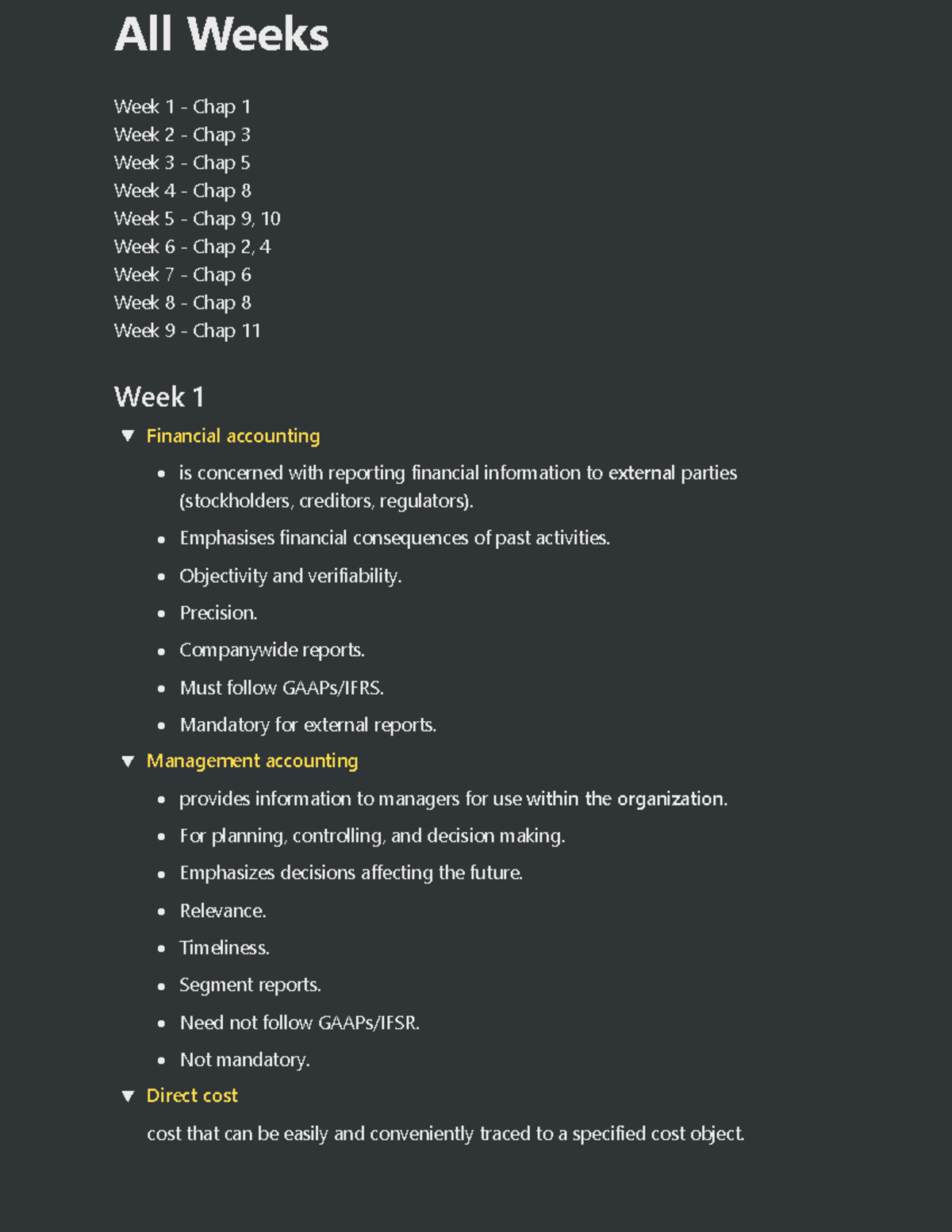 MA Financial Accounting & Costing Revision Notes - Studocu