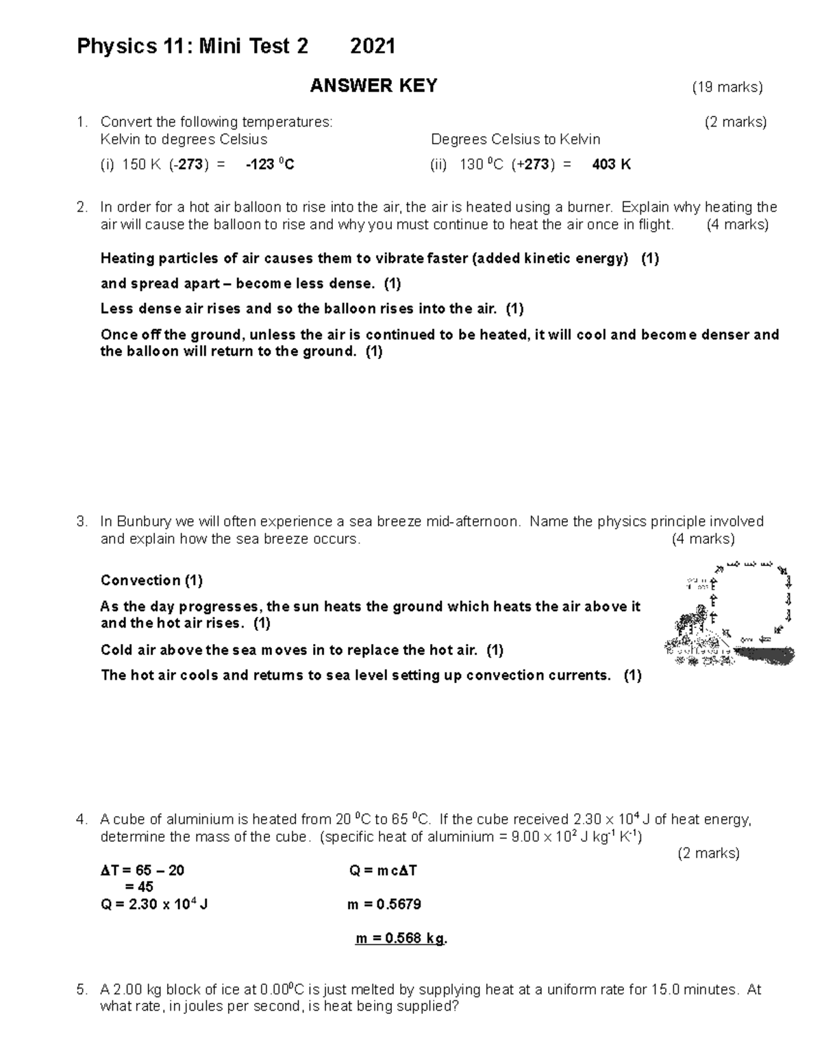 Physics 11: Mini Test 2 Answer Key with Detailed Explanations - Studocu