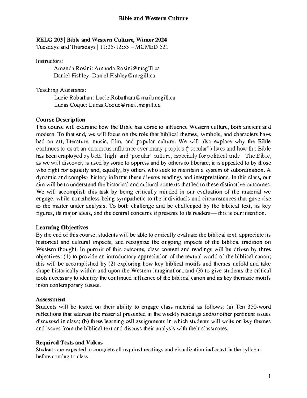 RELG-203 Syllabus Winter 2024 Final - Copy - RELG 203 | Bible and ...