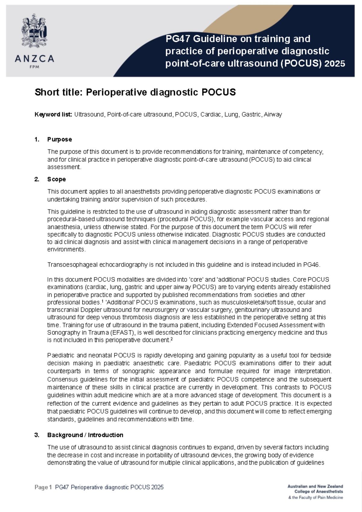 PG47 Guidelines for Training in Perioperative Diagnostic POCUS 2025 ...