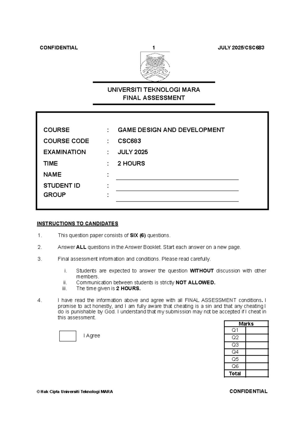 CSC683 Game Design & Development Final Assessment Questions - Studocu