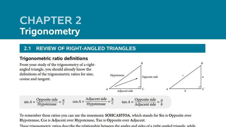 Chap 2 Trig - eihihr - CHAPTER 2 Trigonometry 2 REVIEW OF TRIANGLES ...