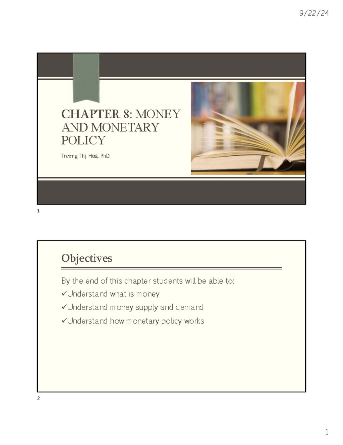 CHAPTER 8: MONEY AND MONETARY POLICY - LÍ THUYẾT CHƯƠNG 8 - Studocu