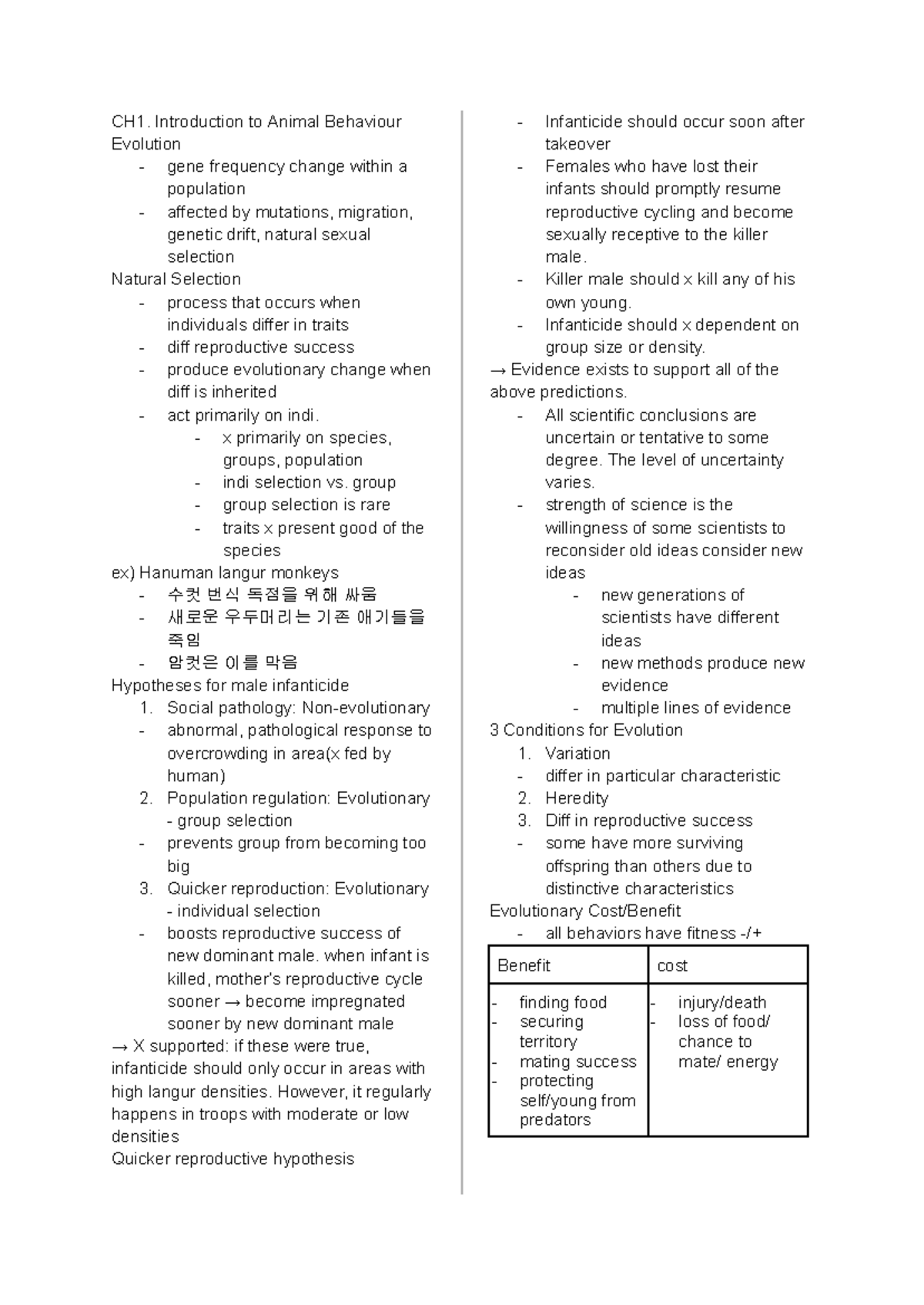 Note - Lecture notes - CH 1. Introduction to Animal Behaviour Evolution ...