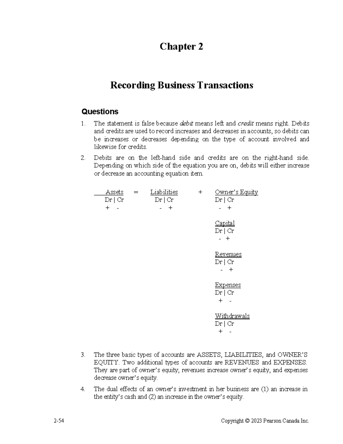 Chapter 2 Starter, Exercise & Problem A Solutions - 2-54 Copyright ...