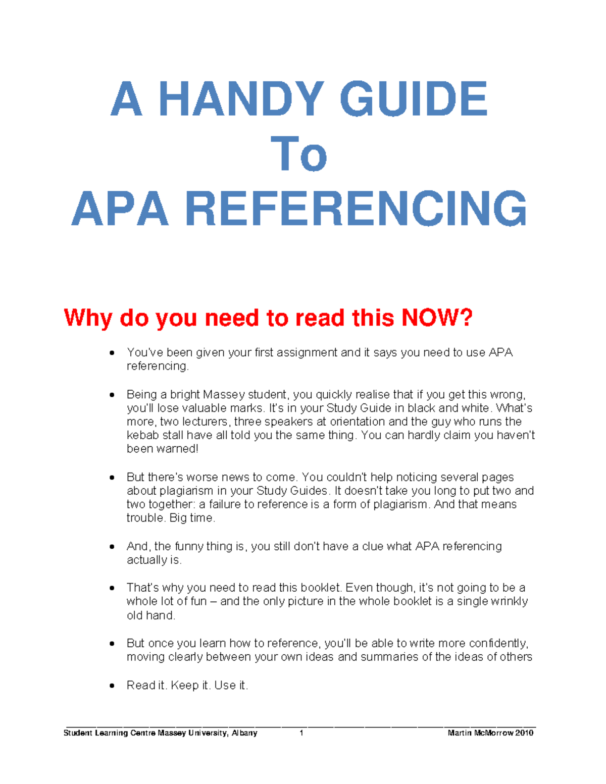 APA Referencing Guide Full - A HANDY GUIDE To APA REFERENCING Why do ...