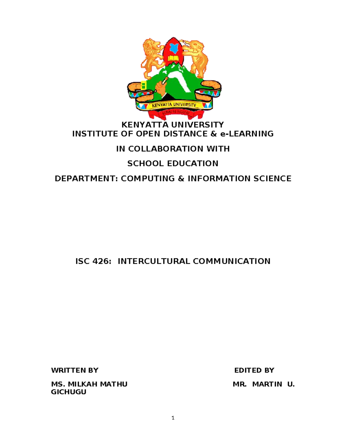 ISC 426: Intercultural Communication Concepts and Practices - Studocu