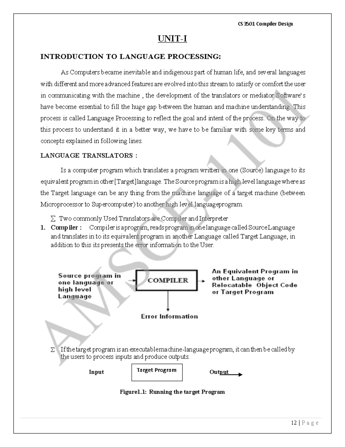 CS3501 Compiler Design: Introduction to Language Processing Concepts ...