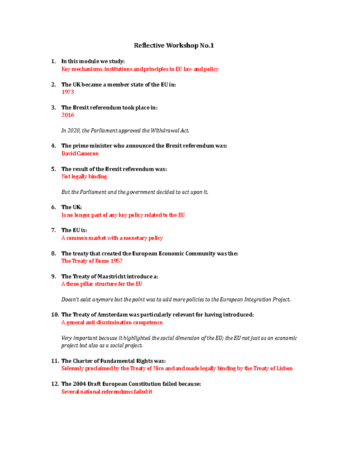 CFEU MCQ Practice Questions and Key EU Law Concepts - Studocu
