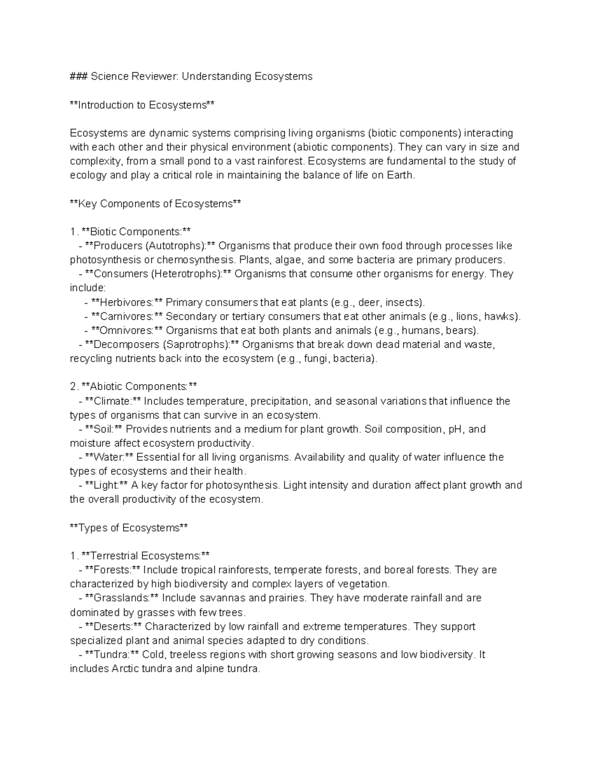 ECO101: Final Exam Review - Understanding Ecosystems Dynamics - Studocu