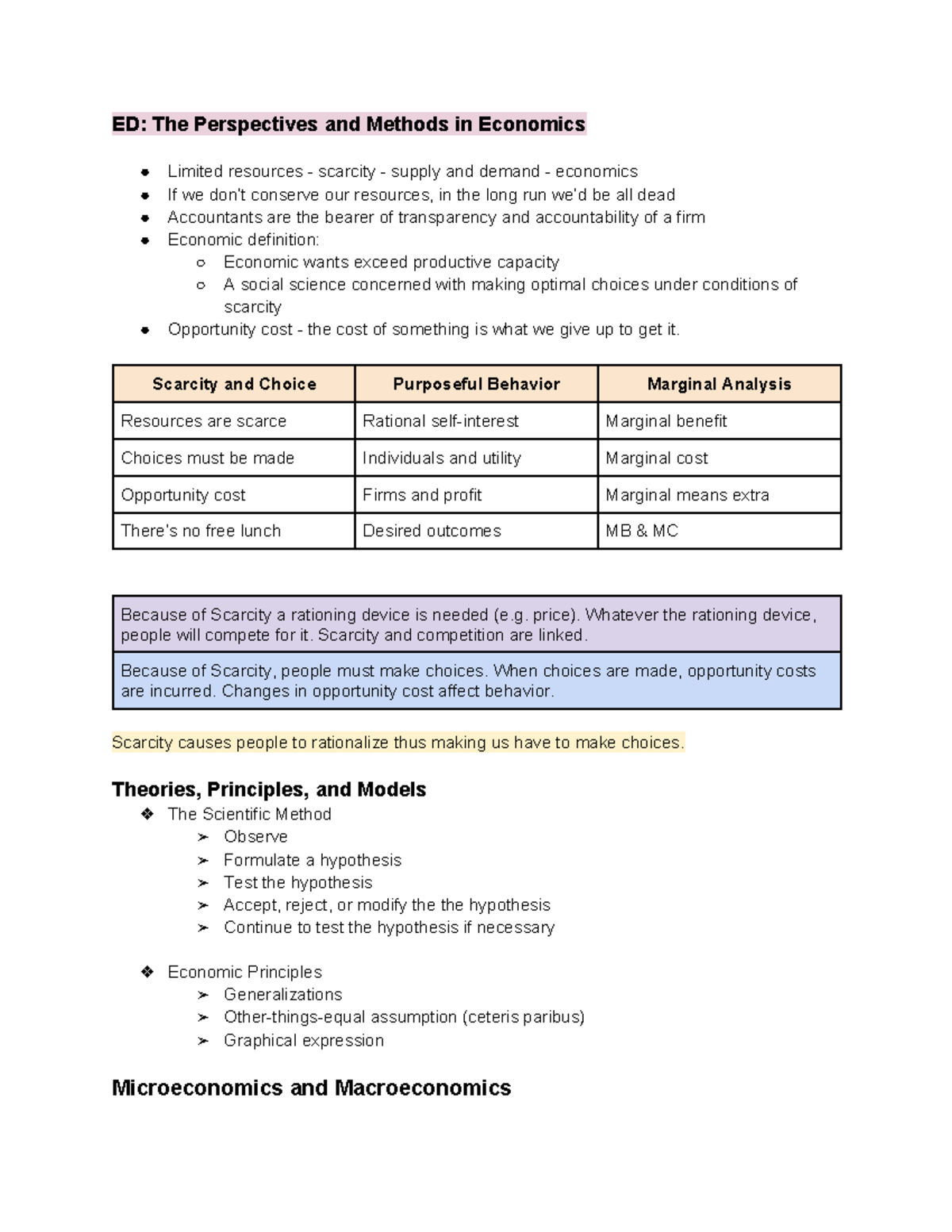 Economic Development - econ notes - ED: The Perspectives and Methods in ...
