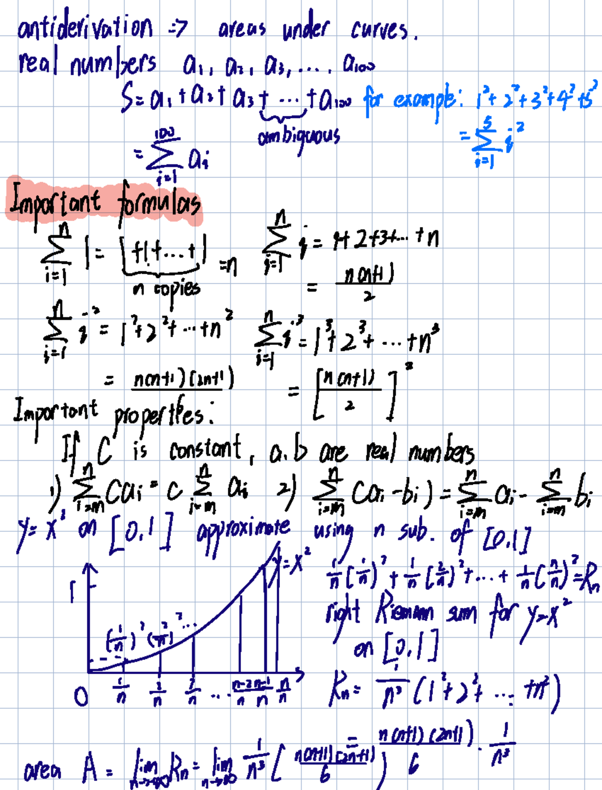 MATH 141 - Important notes on antiderivatives and integrals - Studocu