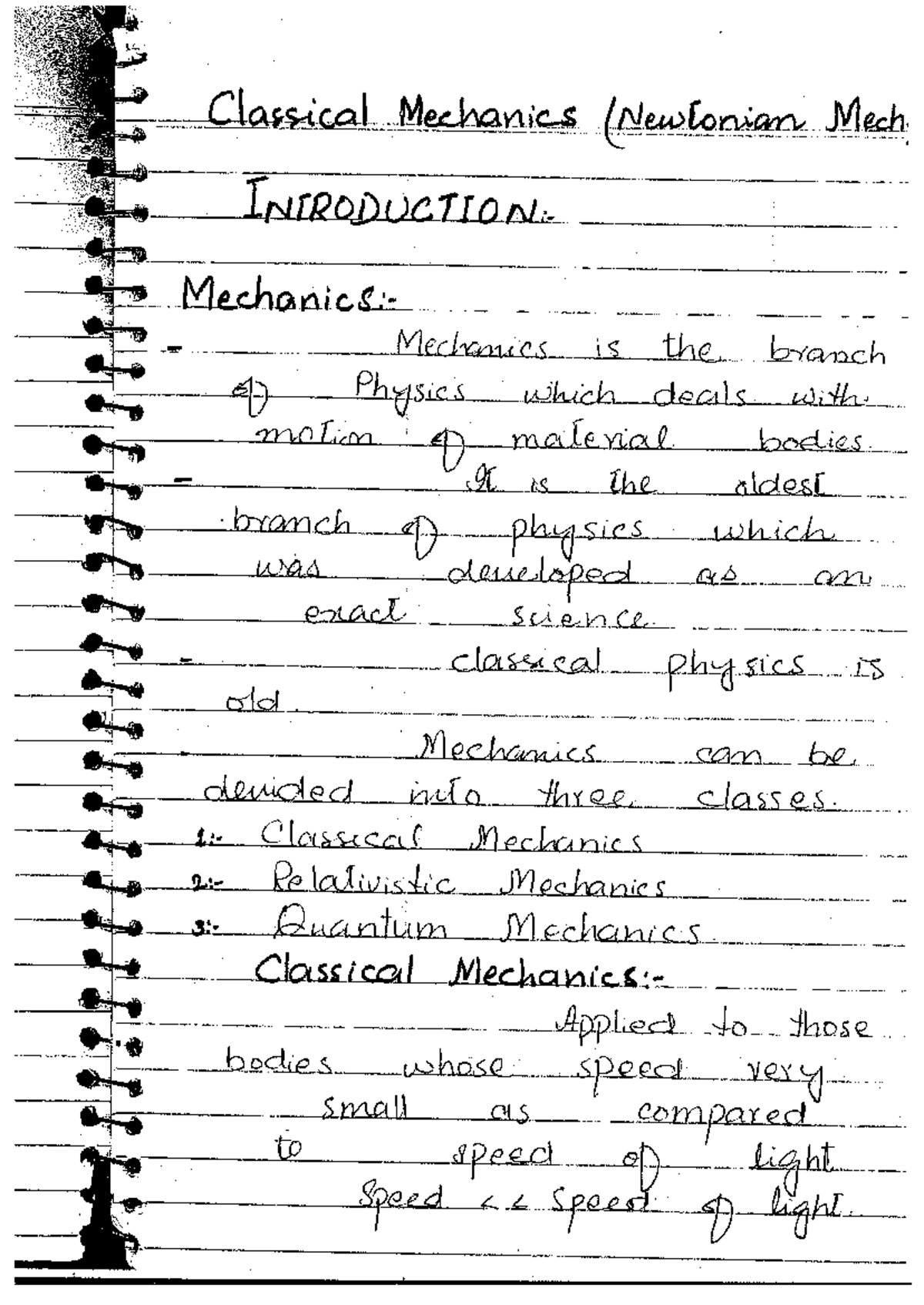 Classical Mechanics Notes - Classical Mechanics (Newtonian Mech ...