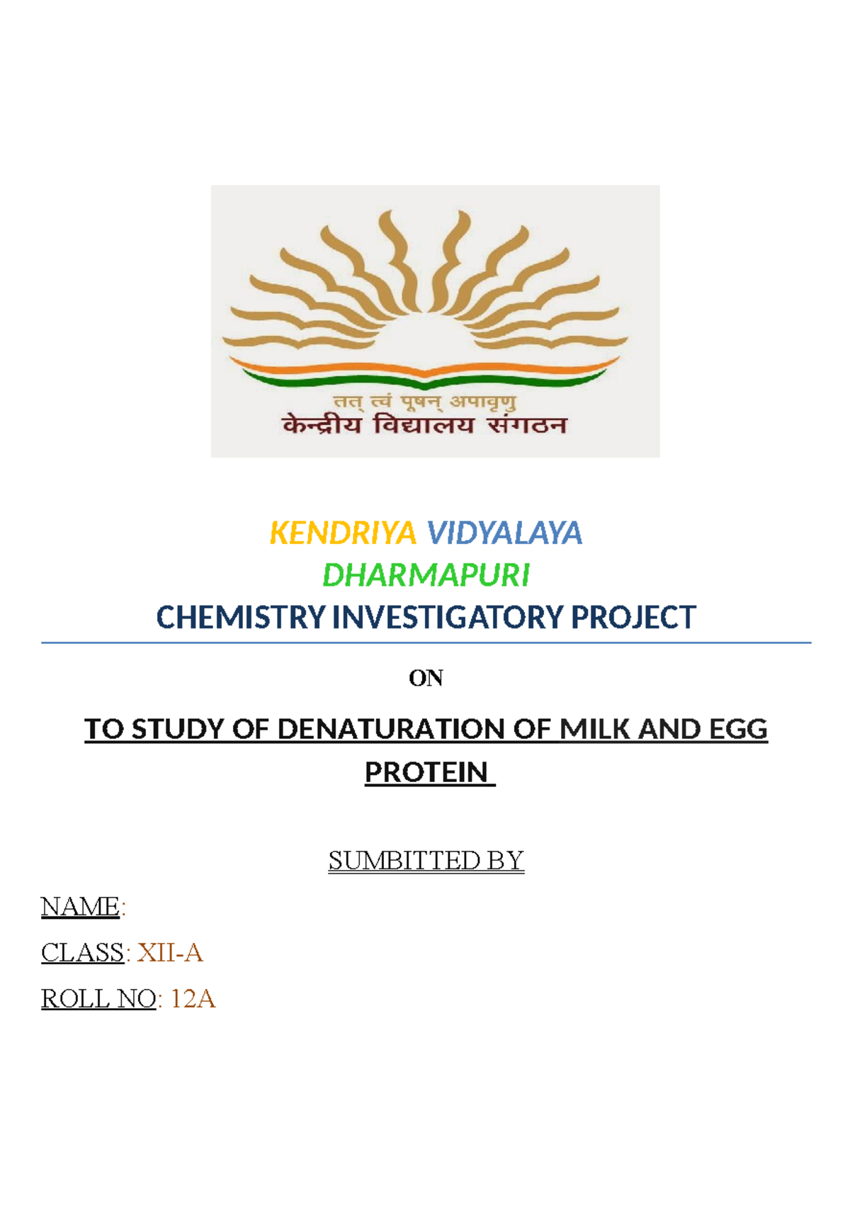 Chemistry Investigatory Project: Denaturation of Milk & Egg Proteins ...