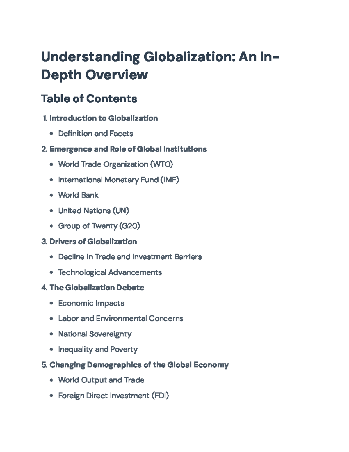 Understanding Globalization: A Comprehensive Overview for Course XXXXXX ...
