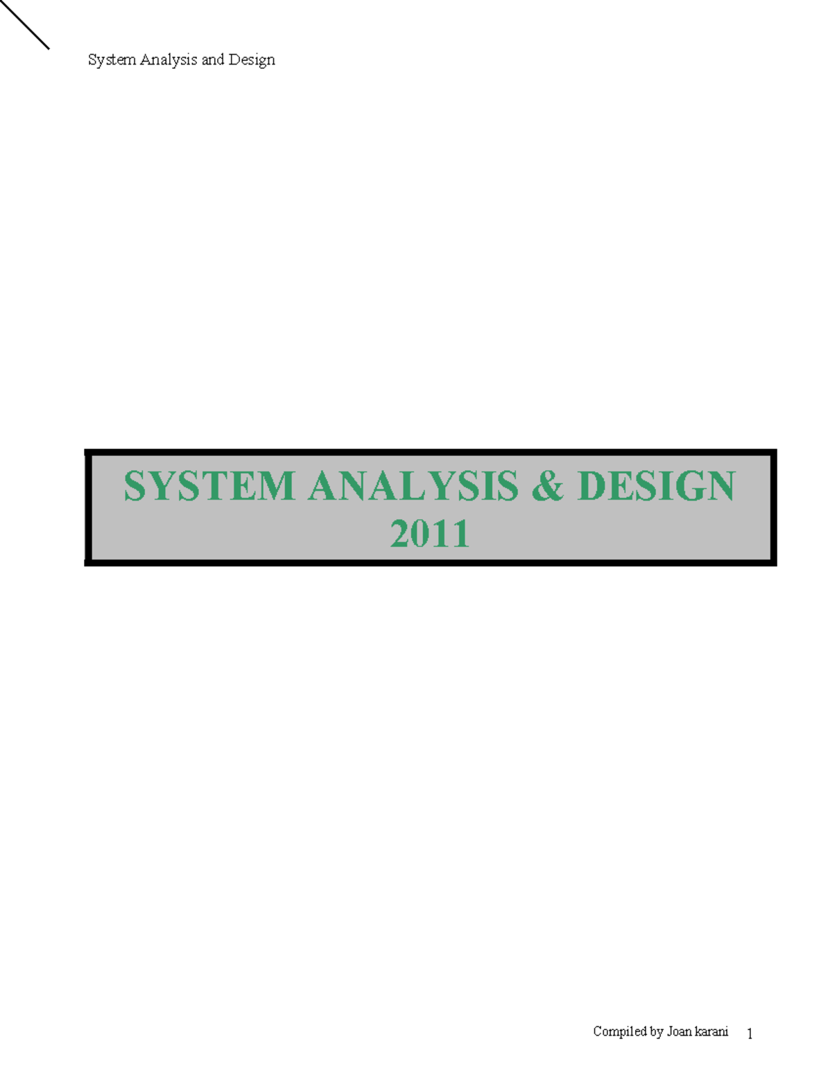 System Analysis & Design: Final Notes for Musaka's Course - Studocu