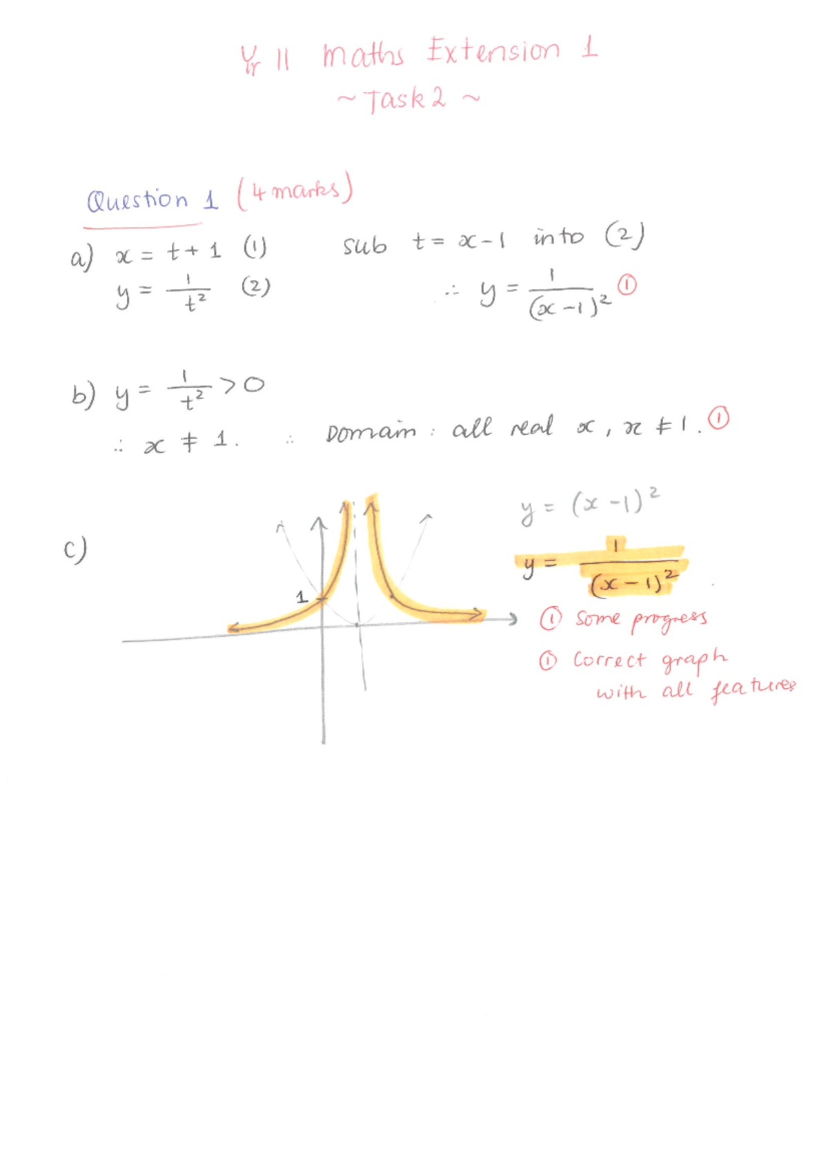 Yr 11 Maths Ext 1 Task 2 Solutions - Detailed Breakdown and Graphs ...