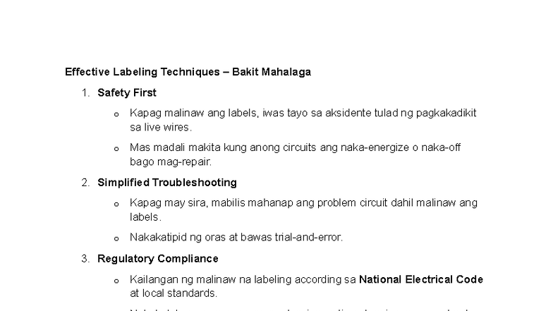 Major 05 - ILO: Effective Labeling Techniques for Safety and Compliance ...