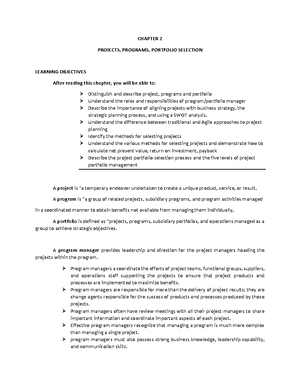 Chapter 4 Project Planning (Part 1) - Chapter 4 Planning Projects ...