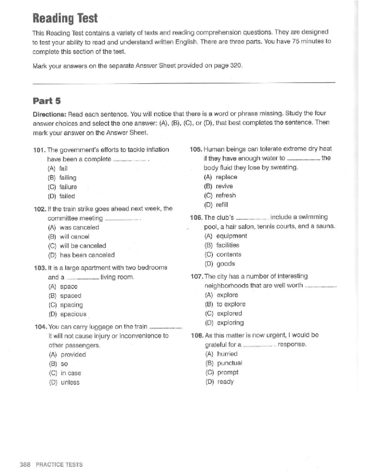 Actual Reading Test 2: Comprehension Practice and Questions - Studocu