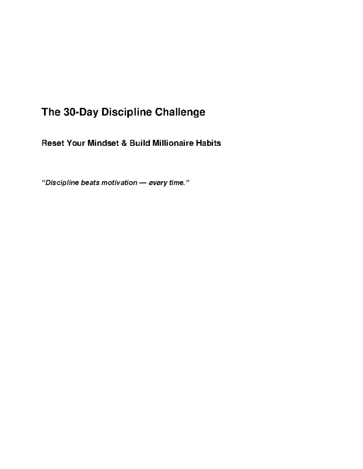 30 Day Discipline Challenge: Reset Your Mindset & Build Habits - Studocu