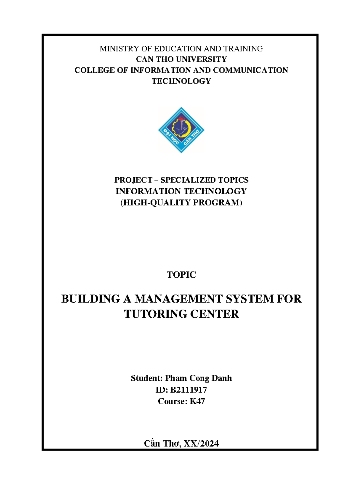 K47 Final Project: Management System for Tutoring Center - Studocu