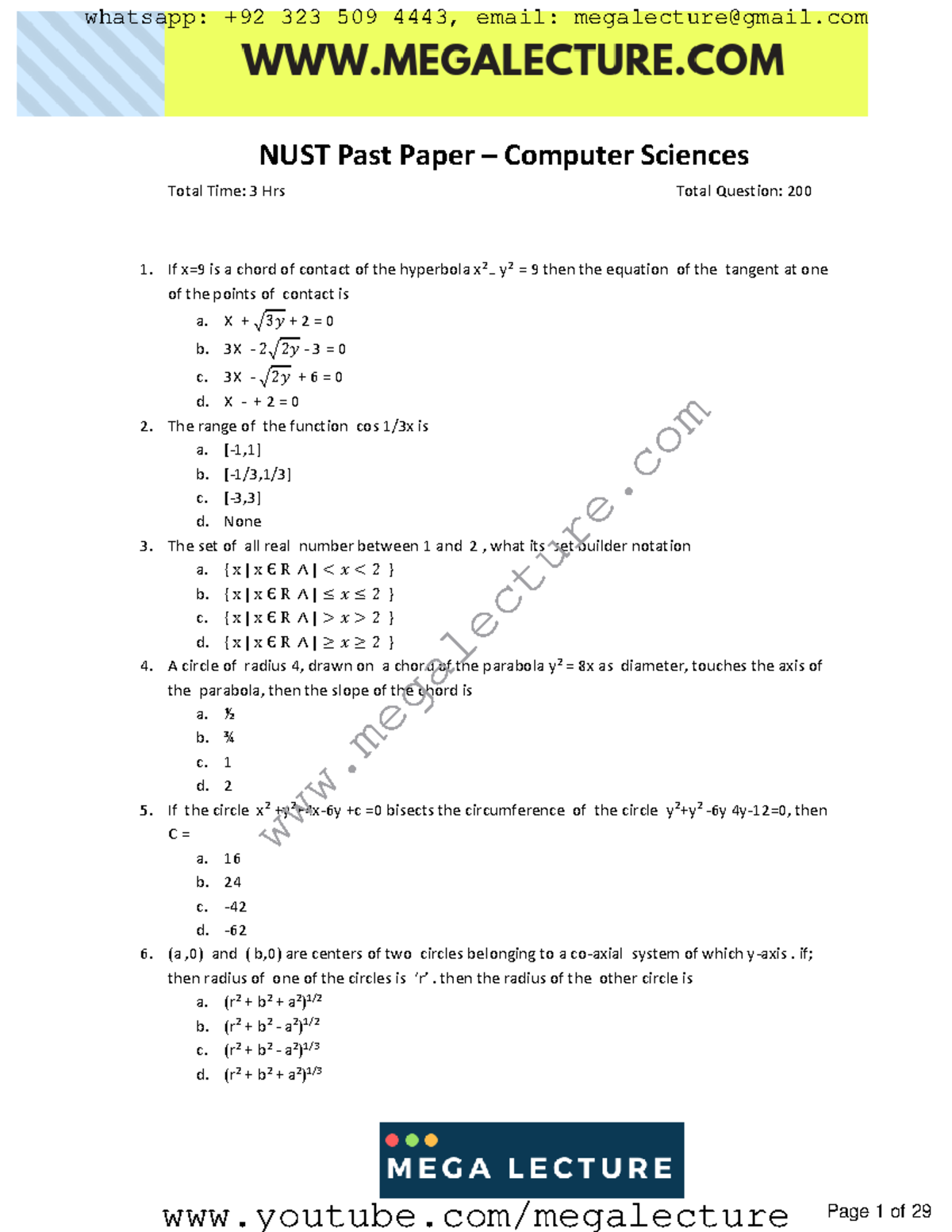 NUST Computer Science 2: Past Paper & Important Questions (With ...