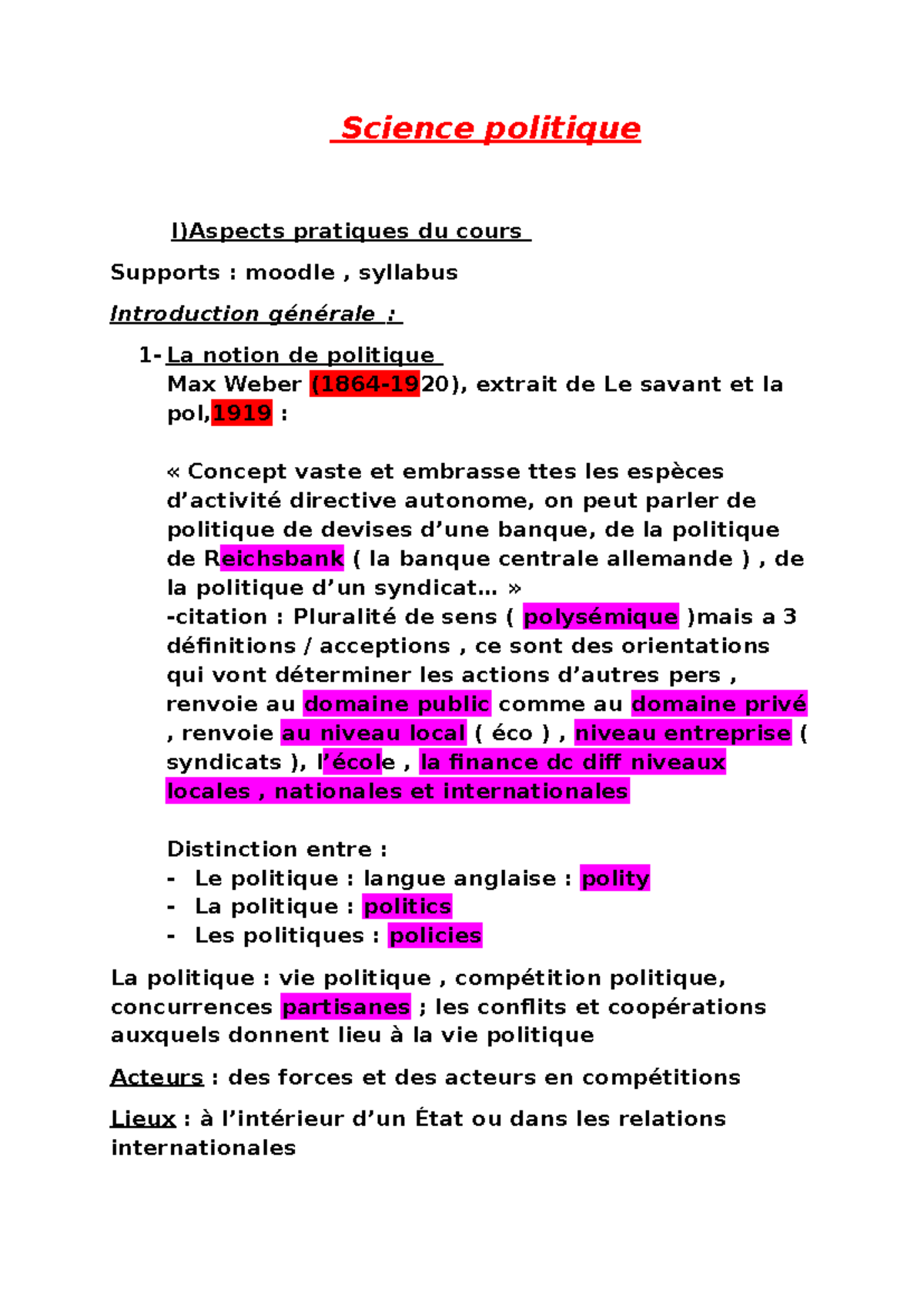 Introduction à la science politique S1 : Concepts et Contextes ...