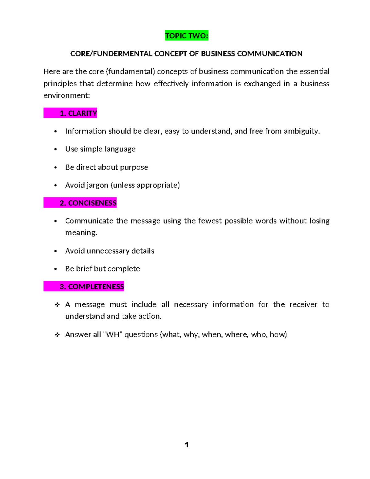 BUS 101: Key Principles of Business Communication - Studocu