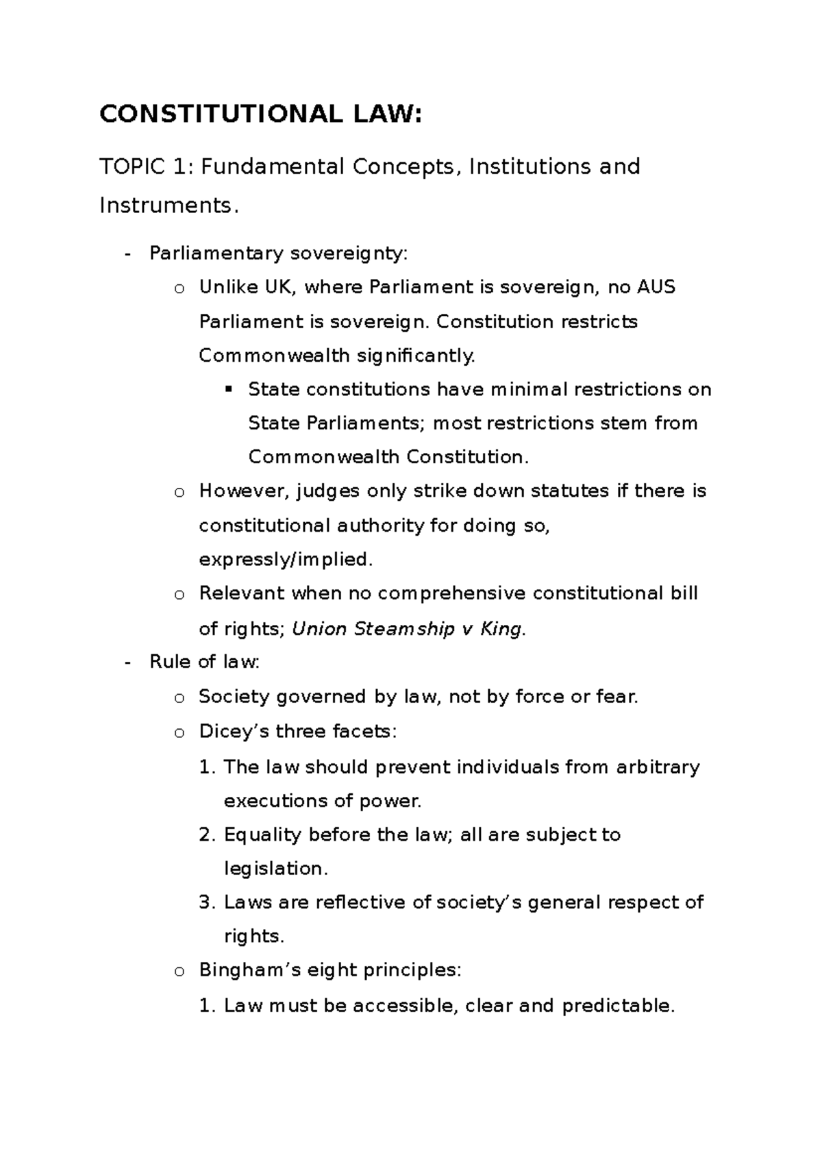 Constitutional law: Topic 1 - Fundamental concepts and institutions ...