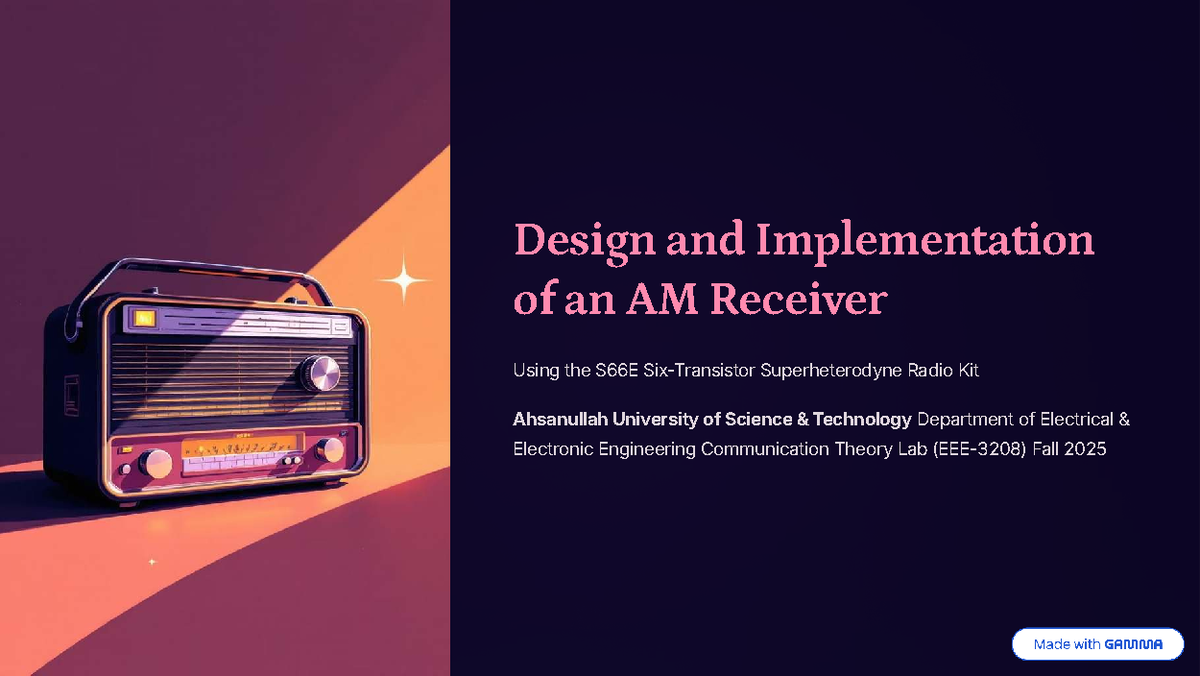 Design and Implementation of AM Receiver Using S66E Kit - EEE Project ...