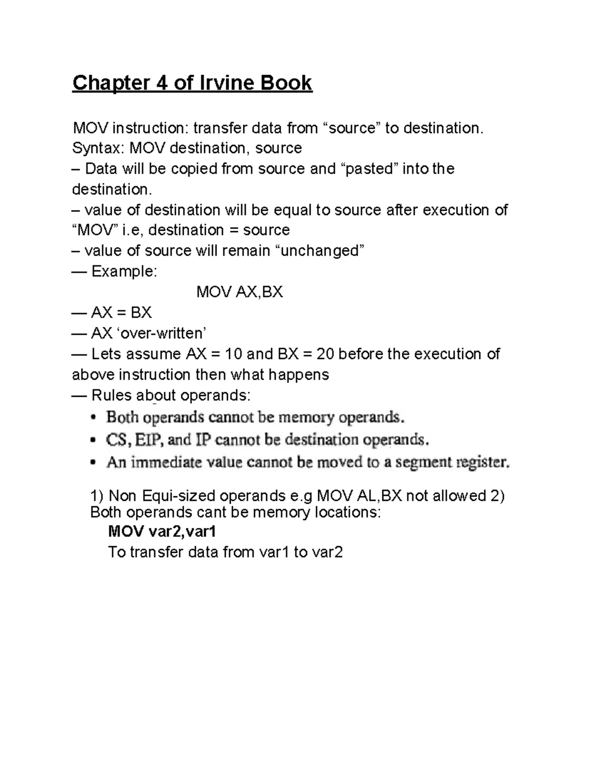Program code examples for assembly language (CS101) - Studocu