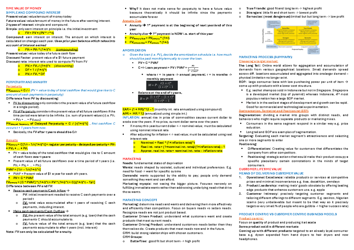 Finals Cheatsheet - TIME VALUE OF MONEY SIMPLE AND COMPOUND INTEREST ...