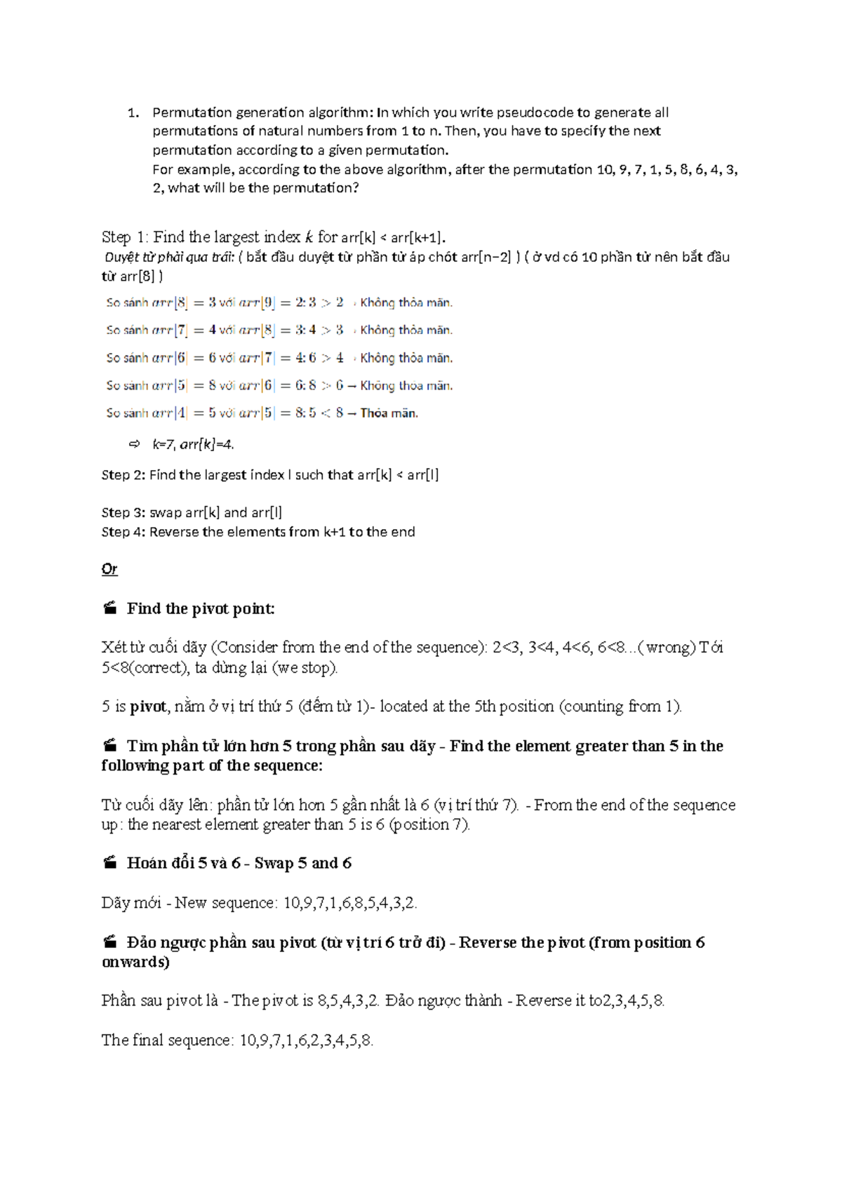 Permutation Generation Algorithm: Pseudocode for Natural Numbers (Toán ...