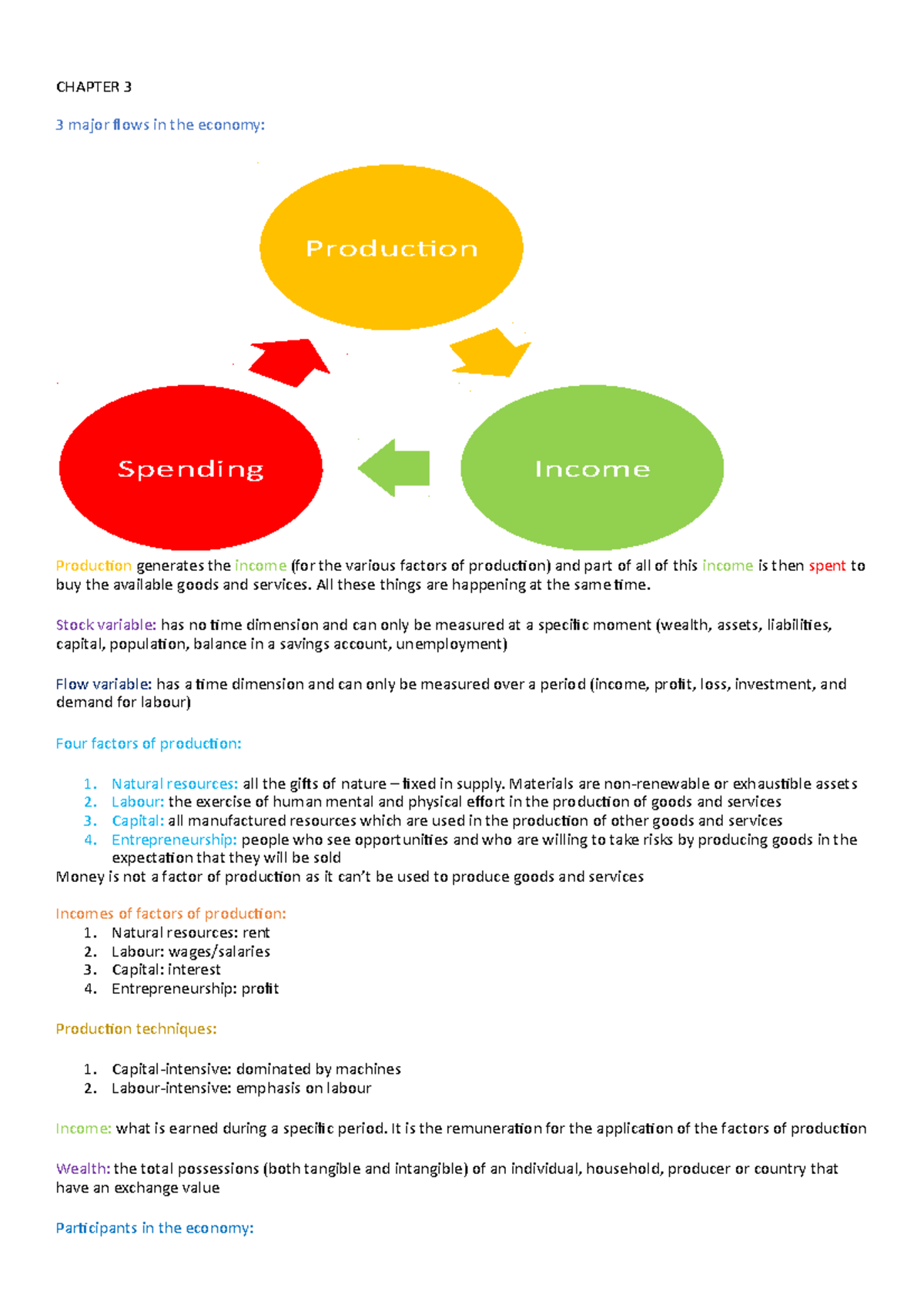 ECS1501 Chapter 3: Economic Flows and Production Factors Analysis - Studocu