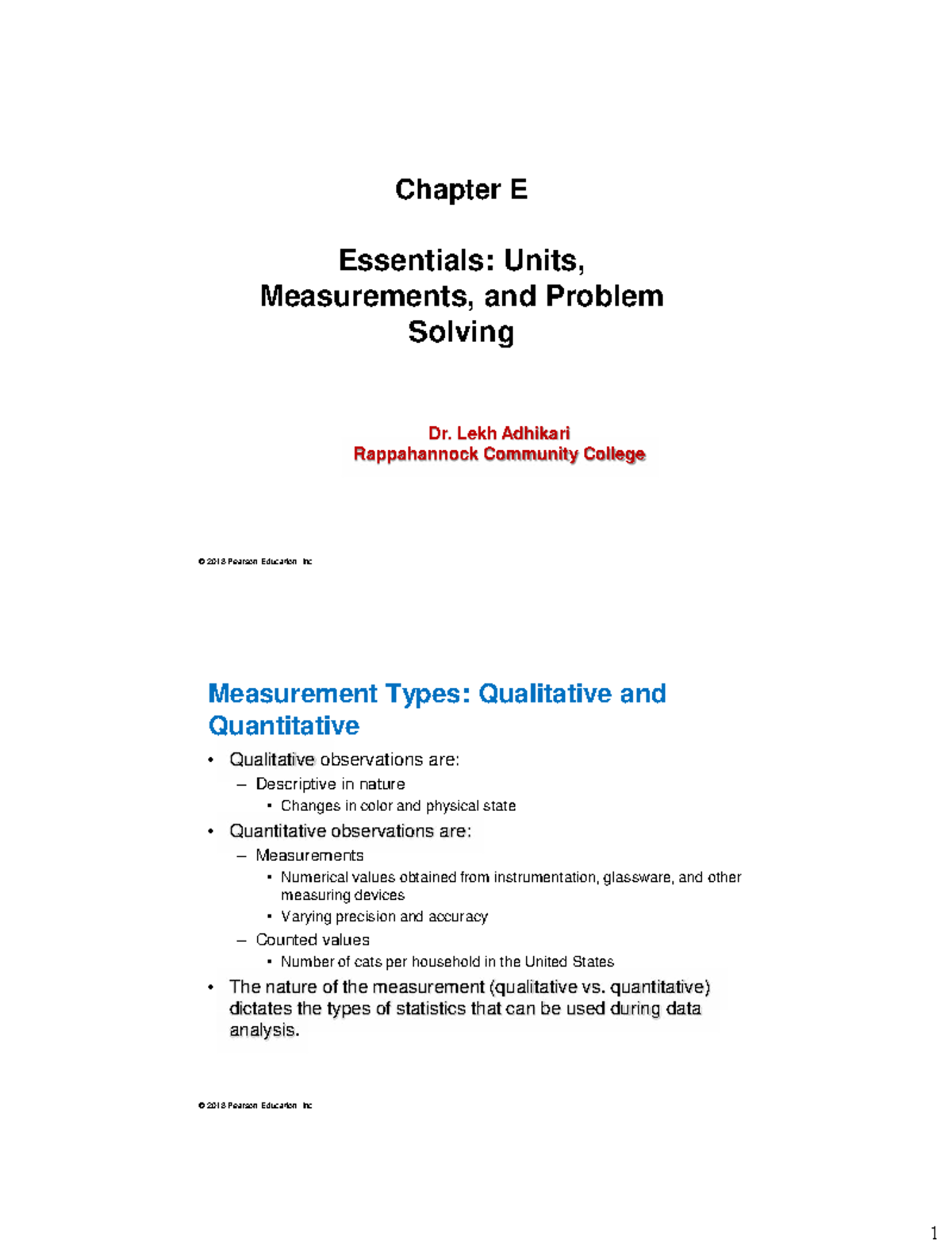 Chapter E: Dimensional Analysis & Significant Figures in Measurements ...