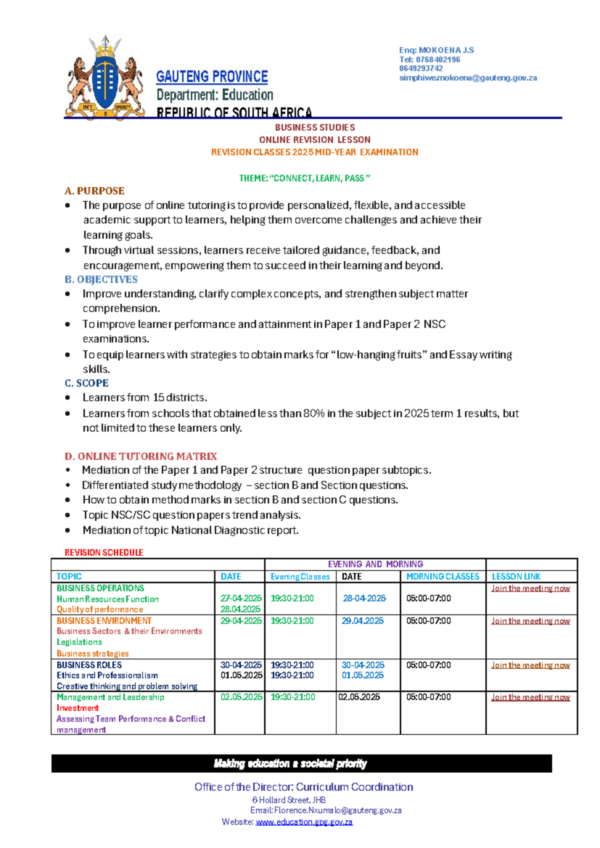BSTD 2025 Mid-Year Online Revision Classes for Paper 1 & 2 - Studocu