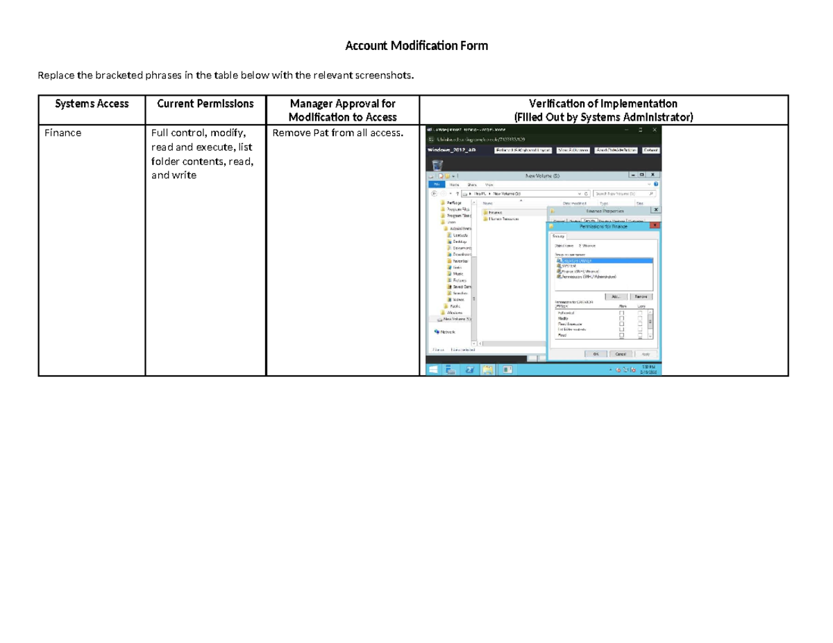 CYB-230 Project One: Account Modification Form Guide - Studocu