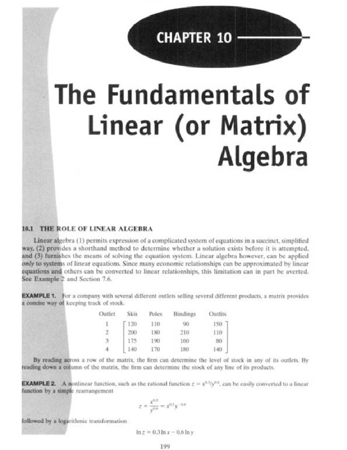 Chapter 10: The fundamentals of linear (or matrix) algebra - Studocu