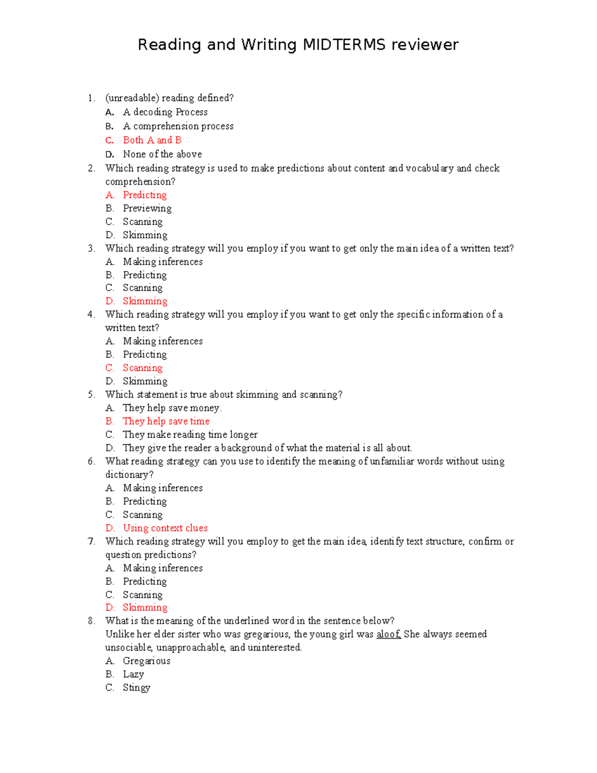 ENG 101: Reading and Writing Midterm Review Notes - Studocu